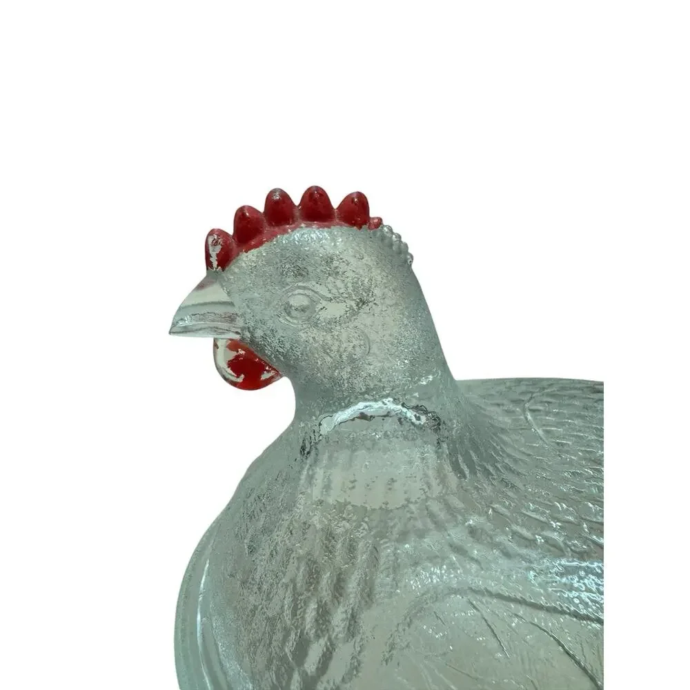 Vintage Indiana Glass Crystal Clear Hen on Nest